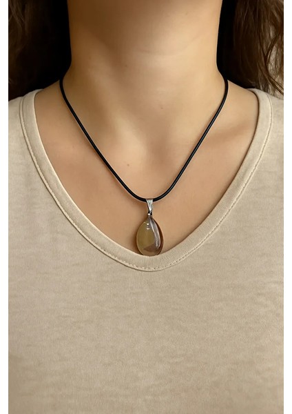 Damla Reçine Doğal Taş Kolye