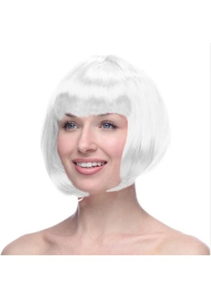 Beyaz Küt Peruk Saç