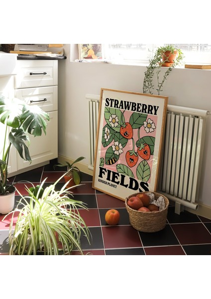 Retro Çilek Posteri, Botanik Baskı, Çiçek Pazarı Posteri, Çiçek Baskısı indirimleri