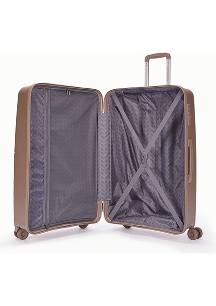 Benetton 2'li Set Büyük ve Orta Boy %100 Polipropilen Valiz Şampanya 14BNT8002 fırsatları