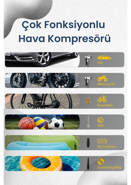 150PSI Taşınabilir Kablosuz Şişirme Pompası Bisiklet-Araba-Motosiklet-Top Sişirme Pompası
