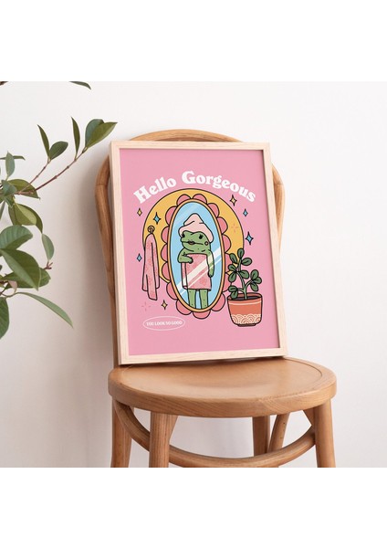 Kız Kurbağası Öz Sevgi Duvar Baskısı, Pozitiflik Merhaba Güzellik Sözü, Pembe Retro Posterler fiyatları
