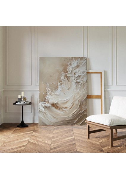 Bej Dokulu Resim Japandi Duvar Sanatı, Wabi Sabi Duvar Sanatı, Orta Yüzyıl Modern Dekoru