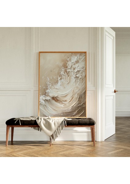 Bej Dokulu Resim Japandi Duvar Sanatı, Wabi Sabi Duvar Sanatı, Orta Yüzyıl Modern Dekoru modelleri