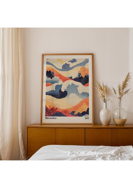 Japon Dalgaları Posteri Japandi Duvar Sanatı, Wabi Sabi Duvar Sanatı, Japandi Sanatı