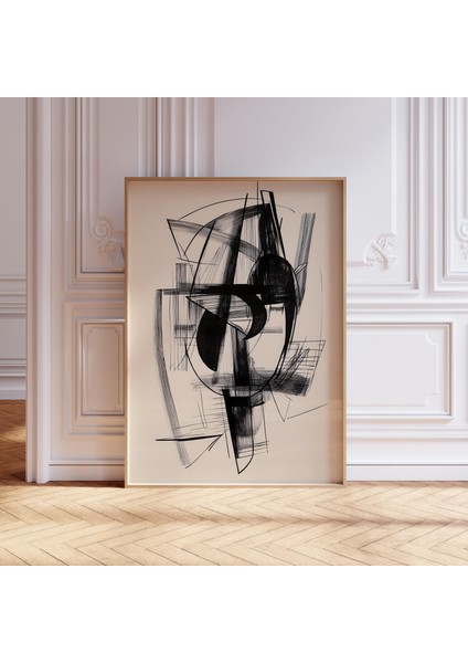 Bej Siyah Geometrik Duvar Sanatı, Modern Dekor Orta Yüzyıl, Bauhaus Poster