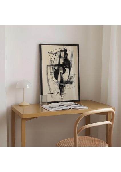 Bej Siyah Geometrik Duvar Sanatı, Modern Dekor Orta Yüzyıl, Bauhaus Poster