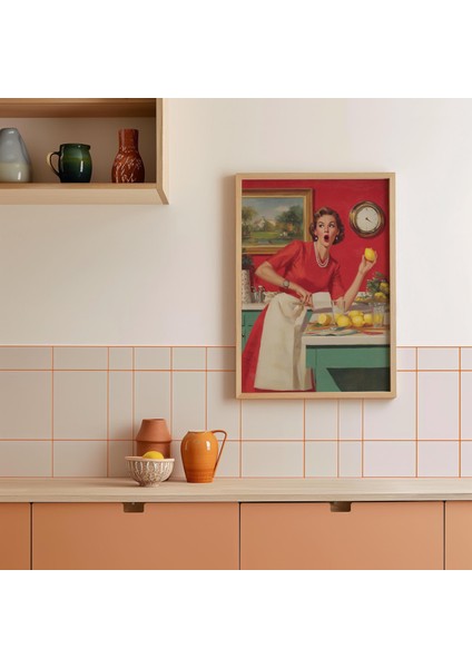 Retro Ev Hanımı Limonata Sanatı: 1950'LER Mutfak Kokteyl Posteri ( & ) modelleri