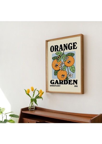 Retro Portakal Bahçesi Posteri, Botanik Baskı, Çiçek Pazarı Posteri, Çiçek Baskısı