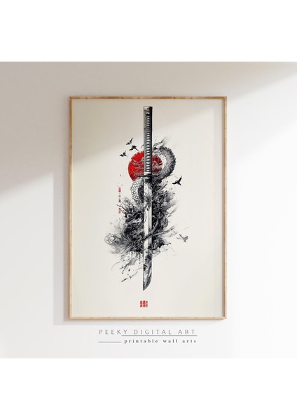 Japon Katana Sanatı, Japon Geleneksel Poster, Japon Duvar Sanatı indirimleri