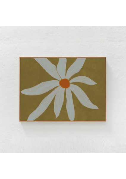 Beyaz Çiçek Resim Sanatı. Oturma Odası Yatak Odası Için Iskandinav Estetik Yatay Duvar Sanatı: Zeytin Yeşili Çiçek Sanatı