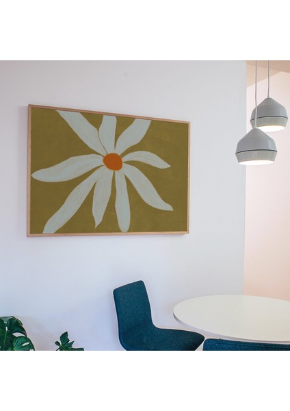 Beyaz Çiçek Resim Sanatı. Oturma Odası Yatak Odası Için Iskandinav Estetik Yatay Duvar Sanatı: Zeytin Yeşili Çiçek Sanatı fiyatları