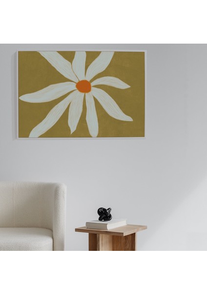 Beyaz Çiçek Resim Sanatı. Oturma Odası Yatak Odası Için Iskandinav Estetik Yatay Duvar Sanatı: Zeytin Yeşili Çiçek Sanatı modelleri