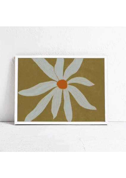 Beyaz Çiçek Resim Sanatı. Oturma Odası Yatak Odası Için Iskandinav Estetik Yatay Duvar Sanatı: Zeytin Yeşili Çiçek Sanatı fırsatları