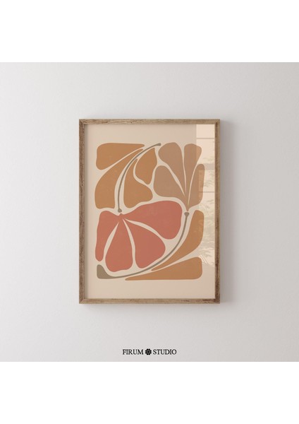 Soyut Botanik Sıcak Ton, Yanık Turuncu Sanat, Boho, Organik Şekiller fiyatları