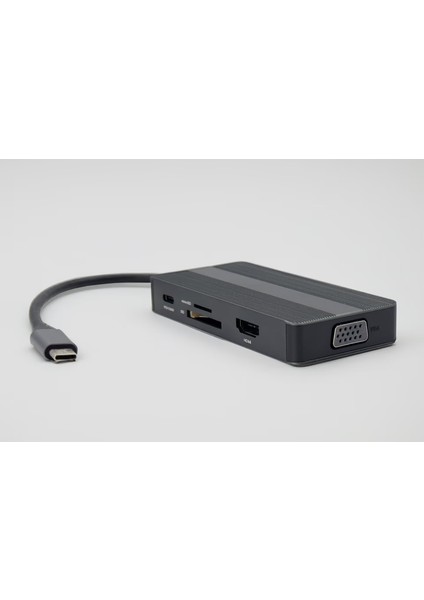 8in1 Type-C Hub Windows & Mac Type-C To 4K HDMI *1x Usb-C Pd *1x USB 3.0 *2x USB 2.0 Micro Sd Metal Gri modelleri