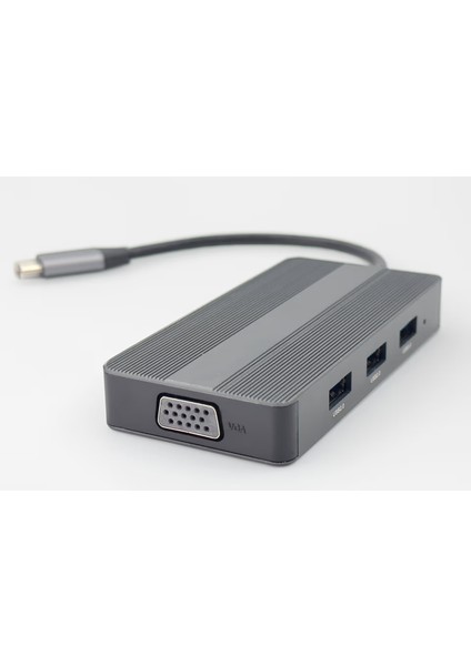 8in1 Type-C Hub Windows & Mac Type-C To 4K HDMI *1x Usb-C Pd *1x USB 3.0 *2x USB 2.0 Micro Sd Metal Gri fırsatları