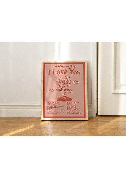 Seni Seviyorum Duvar Baskısı, Retro Illüstrasyon, Sevimli Tipografik Poster, Kırmızı Duvar Dekoru, Büyük Sanat Baskısı