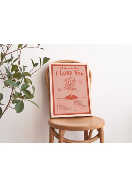 Seni Seviyorum Duvar Baskısı, Retro Illüstrasyon, Sevimli Tipografik Poster, Kırmızı Duvar Dekoru, Büyük Sanat Baskısı fiyatları