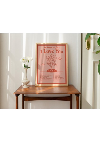 Seni Seviyorum Duvar Baskısı, Retro Illüstrasyon, Sevimli Tipografik Poster, Kırmızı Duvar Dekoru, Büyük Sanat Baskısı modelleri