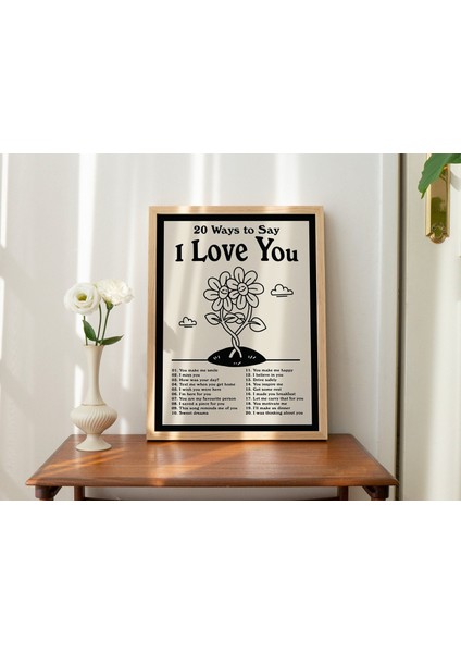 Seni Seviyorum Duvar Baskısı, Retro Illüstrasyon, Sevimli Tipografik Poster, Kırmızı Duvar Dekoru, Büyük Sanat Baskısı