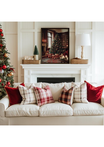 Vintage Noel Ağacı Duvar Sanatı, Klasik Tatil Oturma Odası modelleri