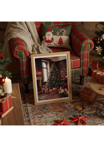 Vintage Noel Ağacı Duvar Sanatı, Klasik Tatil Oturma Odası