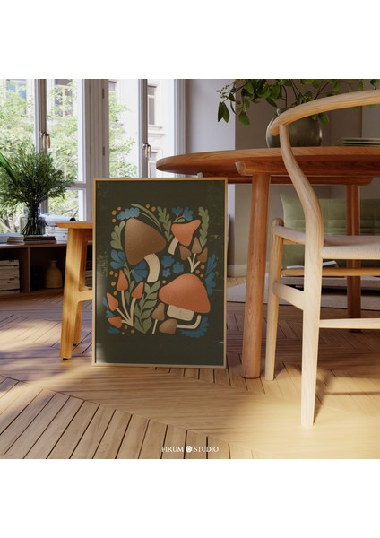 Koyu Cottagecore Mantar Duvar Sanatı, Kasvetli Orman Sanatı