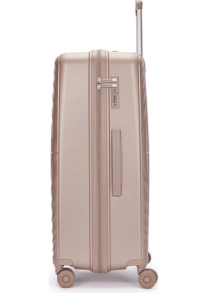 Benetton 2'li Set Büyük ve Kabin Boy %100 Polipropilen Valiz Şampanya 14BNT8002 modelleri