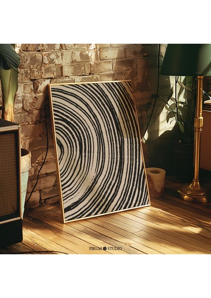 Fırça Darbeleri Siyah ve Bej Sanat, Orta Yüzyıl Modern, Çizgi Sanat Poster