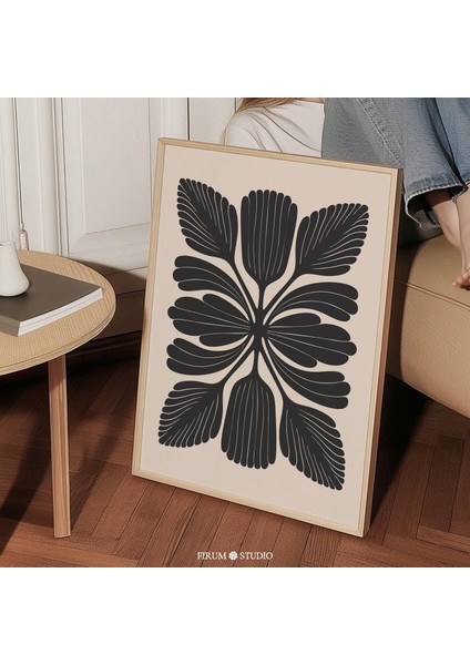 Halk Modern Siyah ve Bej Soyut Botanik Sanatı, Nötr Duvar Dekoru