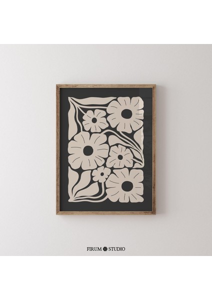 Kasvetli Estetik Çiçekli Duvar Dekoru - Orta Yüzyıl Modern Dekorasyonu Için Bej ve Siyah Koyu Çiçek Desenleri | fiyatları