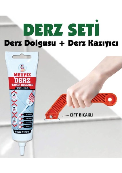 Derz Tamir Seti (Beyaz Derz Tamir Dolgusu + Kazıyıcı)