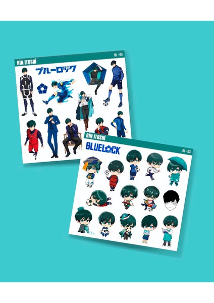 Bluelock-Rin Itoshi-Parlak Kağıt -2li Sticker Set-Telefon Süsleme Blue Lock Etiket