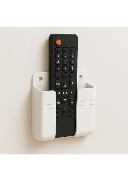 2 Adet Güçlü Yapışkanlı Çok Amaçlı Telefon, Kumanda Tutacağı Telefon ve Kumanda Standı Beyaz