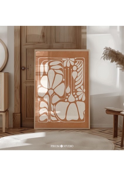 Soyut Botanik, Yanık Turuncu, Duvar Sanatı, Terakota