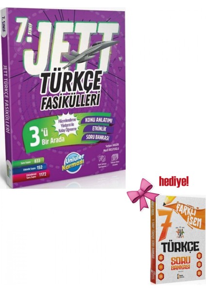 Ünlüler Yayınları 7. Sınıf Türkçe Jett Soru Fasikülleri + Isem Tü