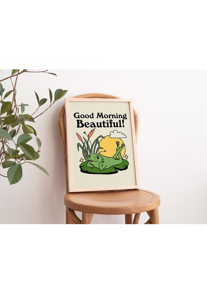 Retro Pinup Kurbağa Duvar Baskısı, Olumlu Alıntı, Vintage Komik Poster, Kurbağa Illüstrasyonu