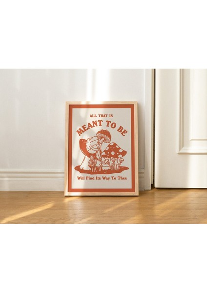 Çerçeveli Retro Kurbağa Duvar Dekoru, Trend Mantar Illüstrasyonu, Renkli 70'ler Posteri, Pozitif Baskılar