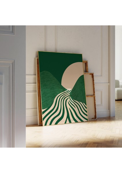 Minimalist Modern Yeşil Duvar Sanatı, Soyut Çizgi Sanatı, Minimalist Poster