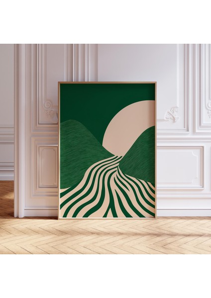 Minimalist Modern Yeşil Duvar Sanatı, Soyut Çizgi Sanatı, Minimalist Poster fırsatları