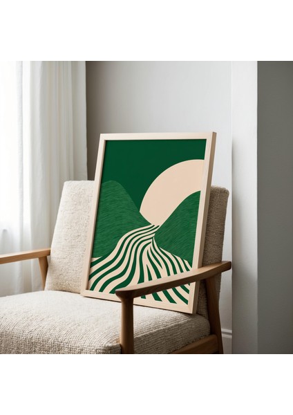 Minimalist Modern Yeşil Duvar Sanatı, Soyut Çizgi Sanatı, Minimalist Poster