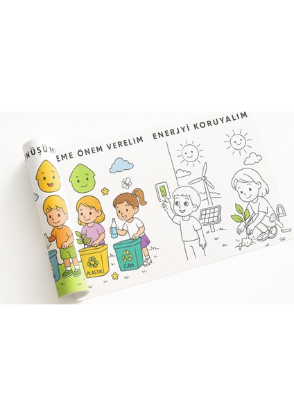 “Haydi Dekor " Duyarlı Çocuklar Boyama Rulosu – 5 Metre Uzun Çevre, Doğa ve Paylaşım Temalı Dev Etkinlik Kağıdı” modelleri