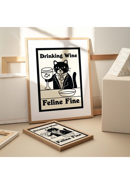 Seçkin Kedi Baskısı, Retro Şarap Içki Alkol Posteri, Kedi Sütü Posterleri