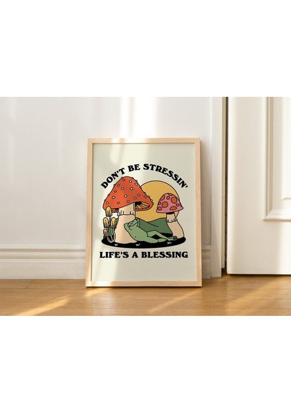 Harika Mantar Baskısı, Retro Kurbağa Duvar Sanatı, Mutlu Ruh Sağlığı Posteri, Trend 70'ler Kişisel Bakım Baskısı