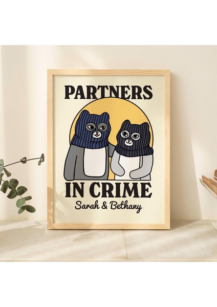 Kişiselleştirilmiş Suç Ortakları Kedi Baskısı, Özel Kedi Illüstrasyonu