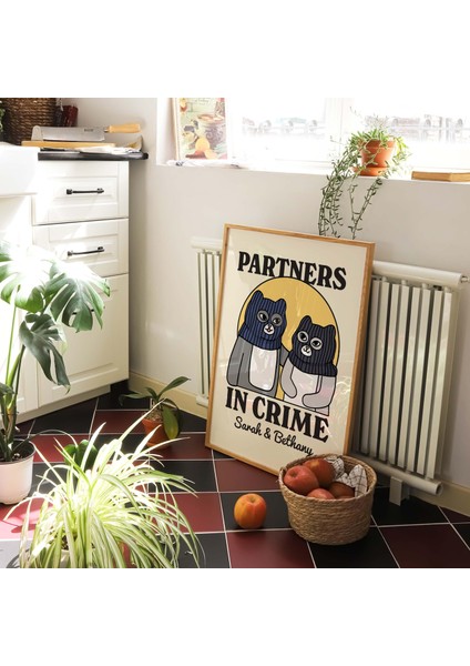 Kişiselleştirilmiş Suç Ortakları Kedi Baskısı, Özel Kedi Illüstrasyonu indirimleri