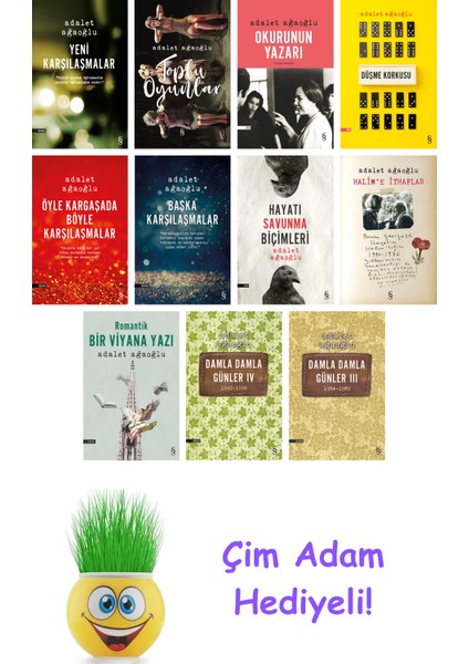 Adalet Ağaoğlu 11 Kitap Seti + Çim Adam Hediye