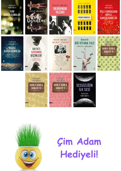 Adalet Ağaoğlu 13 Kitap Seti + Çim Adam Hediye