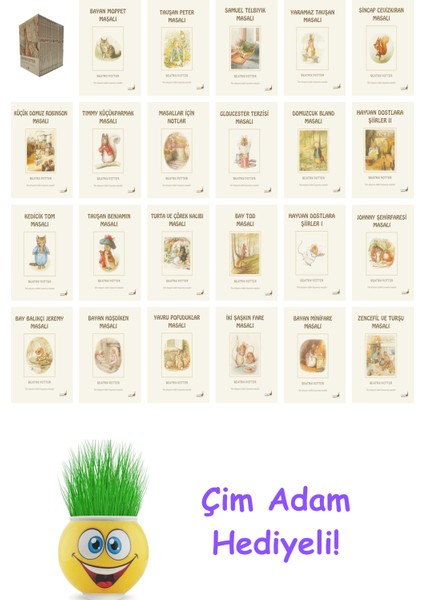 Beatrix Potter 24 Kitap Seti + Çim Adam Hediye